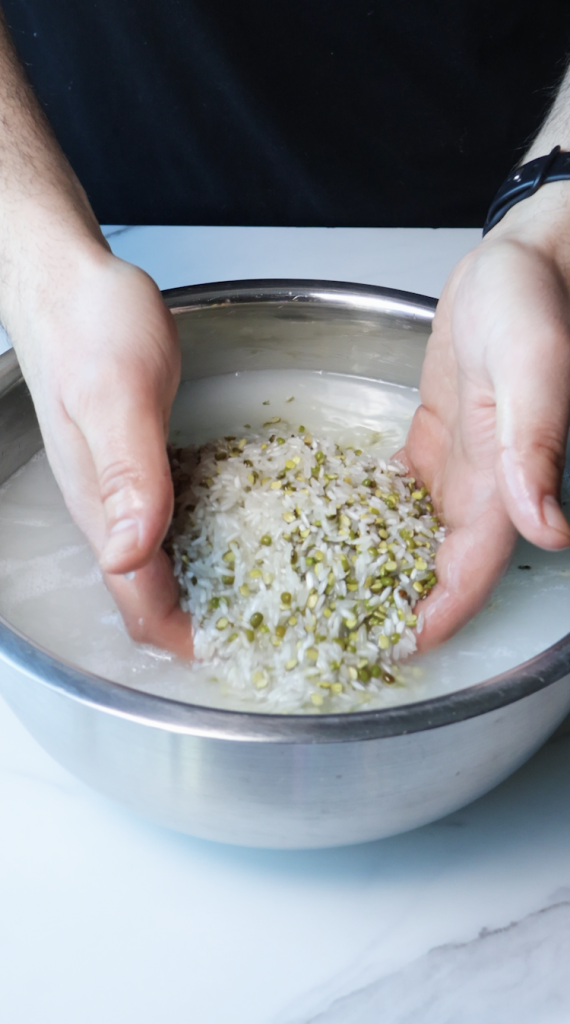 rinse your rice and mung beans thoroughly